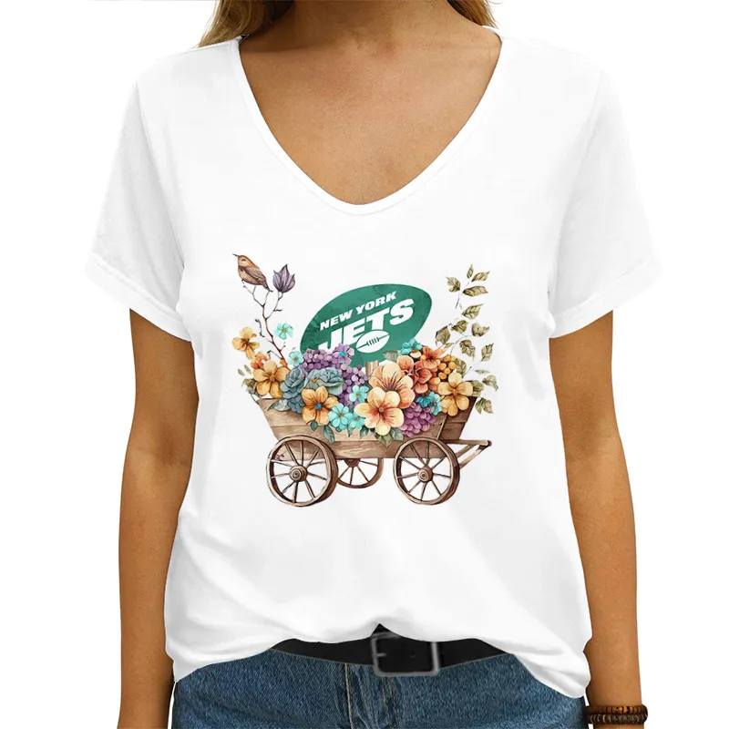 New York Jets V-neck Women T-shirt