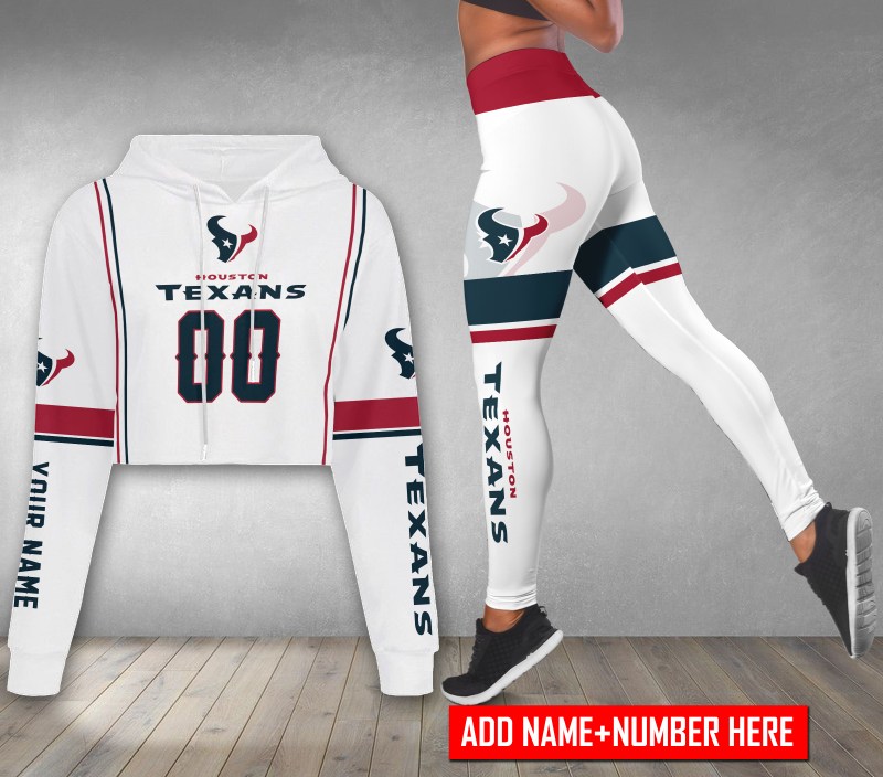 Personalized Houston Texans Combo Croptop Hoodie and Leggings
