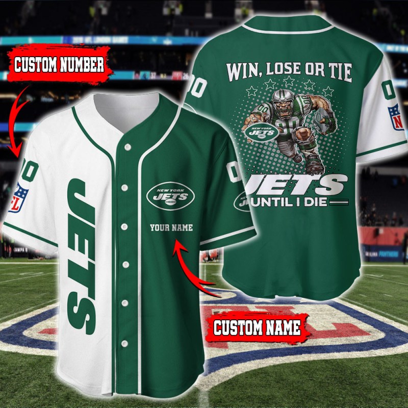 New York Jets Personalized Baseball Jersey