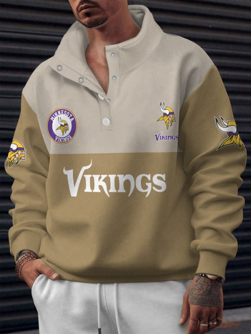 Minnesota Vikings Casual Colorful Stand Collar Sweatshirt