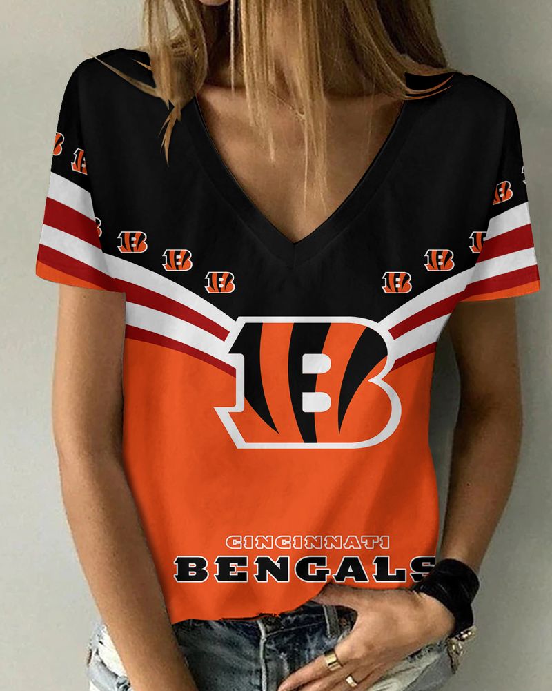 Cincinnati Bengals V-neck Women's T-shirt style 2