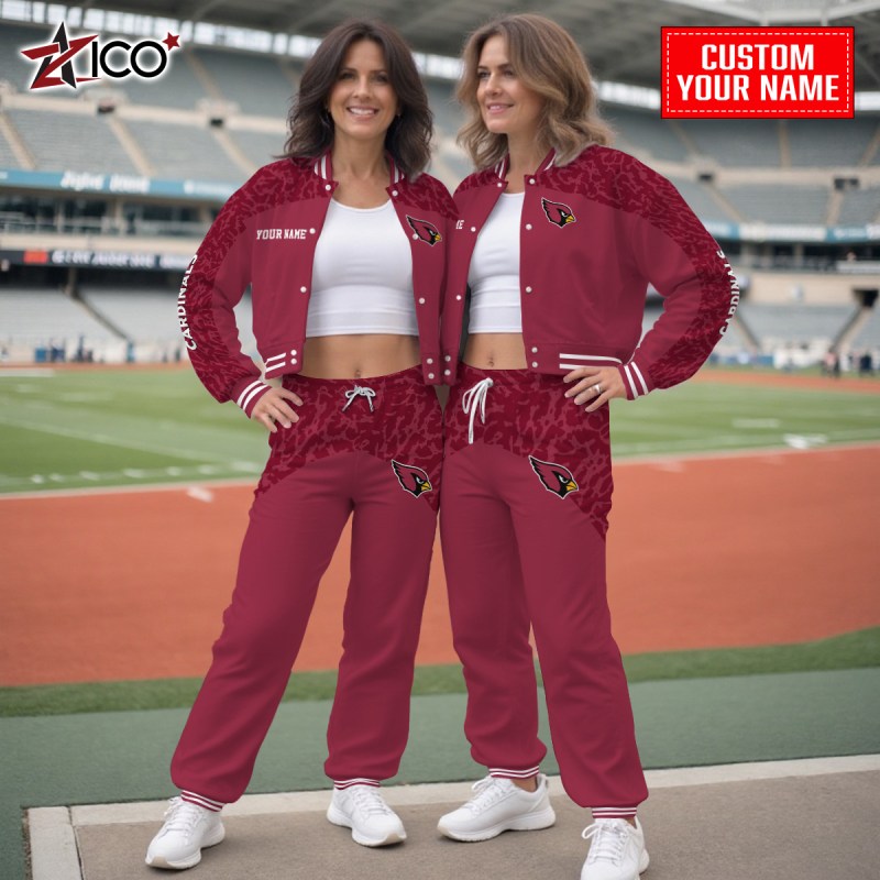 Arizona Cardinals Combo Crop Varsity Jacket And Sweatpants - Outdoor View