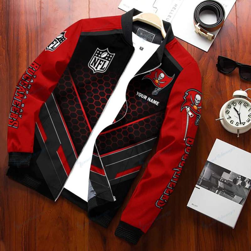 Tampa Bay Buccaneers Personalized Bomber Jacket Back View