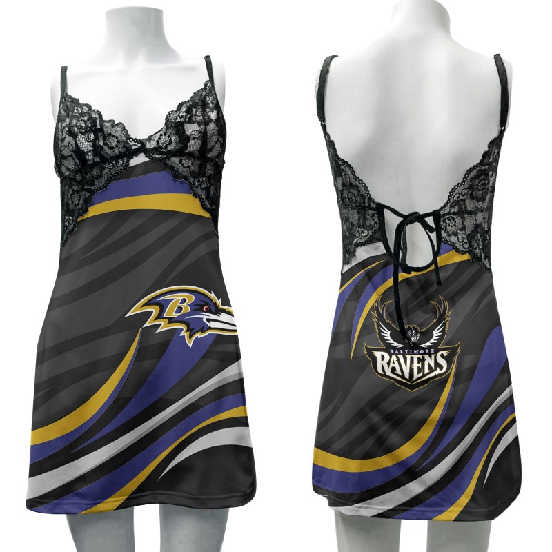 Baltimore Ravens Lace Back Strap Slip Dress