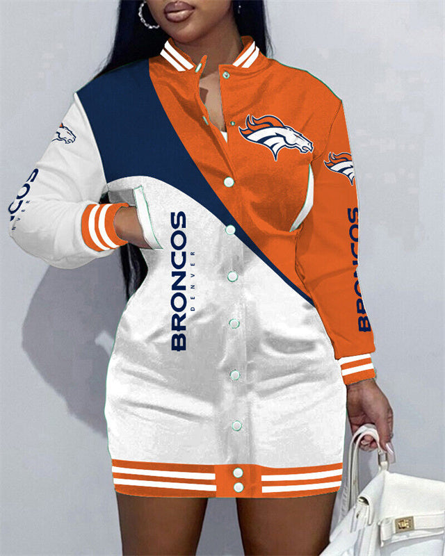 Denver Broncos Women Button Down Jacket Dress