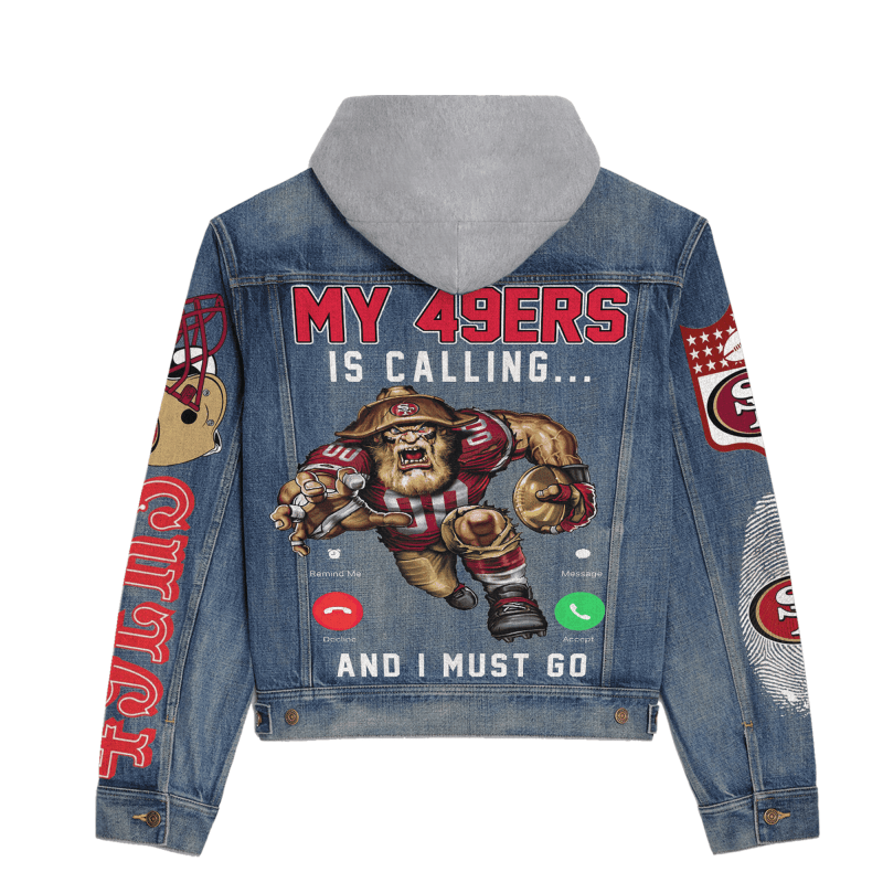 San Francisco 49ers Premium Hooded Denim Jacket Side View
