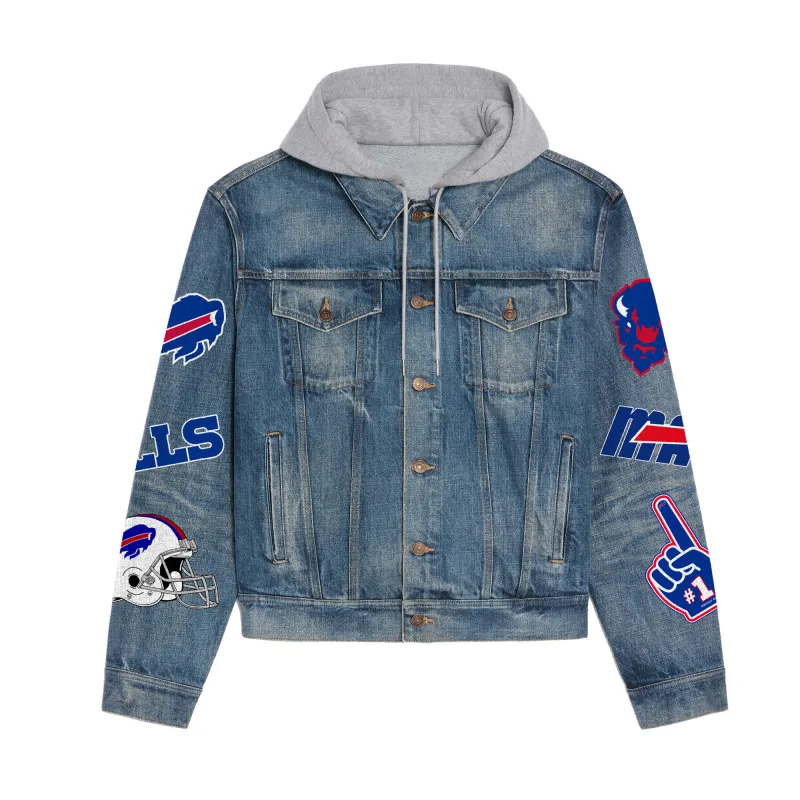 Buffalo Bills Premium Hooded Denim Jacket Side View
