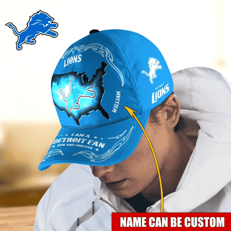 Detroit Lions Custom Name Baseball Cap