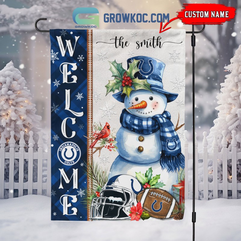 Indianapolis Colts Football Snowman Welcome Christmas Personalized House Garden Flag