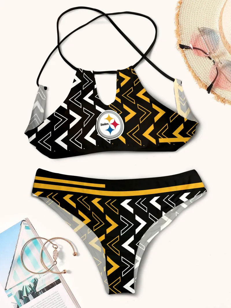 Stylish Keyhole Swimsuit for Steelers Fans