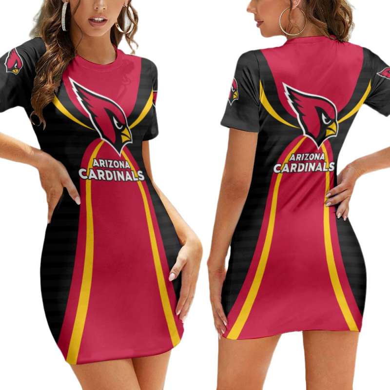 Arizona Cardinals Casual Short Sleeve Bodycon Mini Dress
