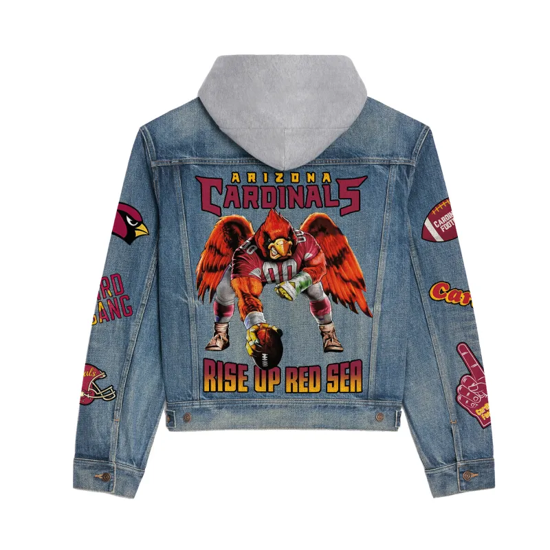 Arizona Cardinals Premium Hooded Denim Jacket 3
