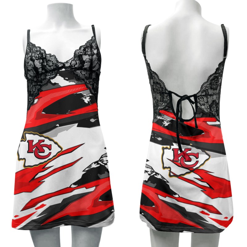 Kansas City Chiefs Lace Back Strap Slip Dress