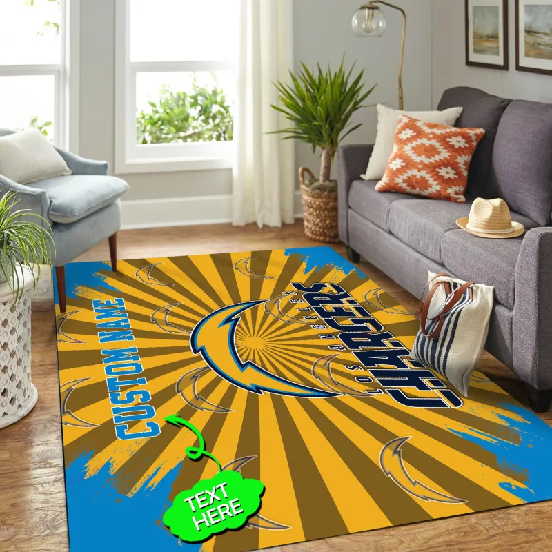 Los Angeles Chargers Personalized Premium Rectangle Rug
