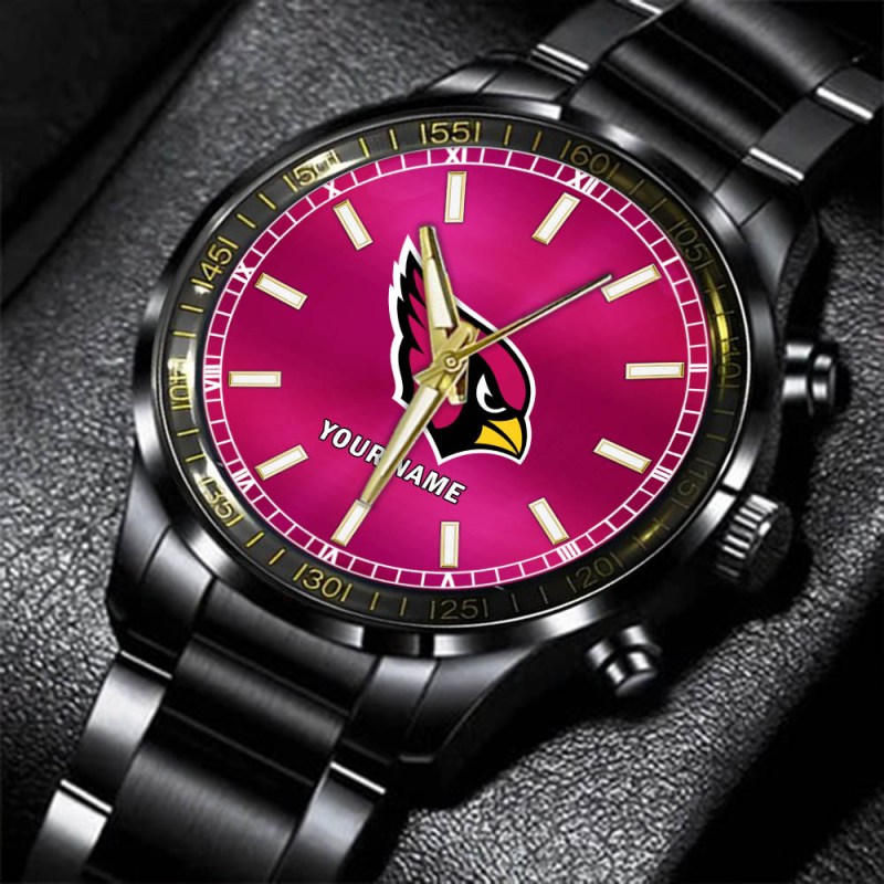 Arizona Cardinals Personalized Black Hand Watch