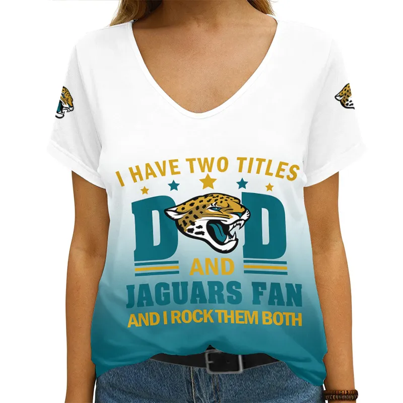 Jacksonville Jaguars Personalized V-neck T-shirt Image 2