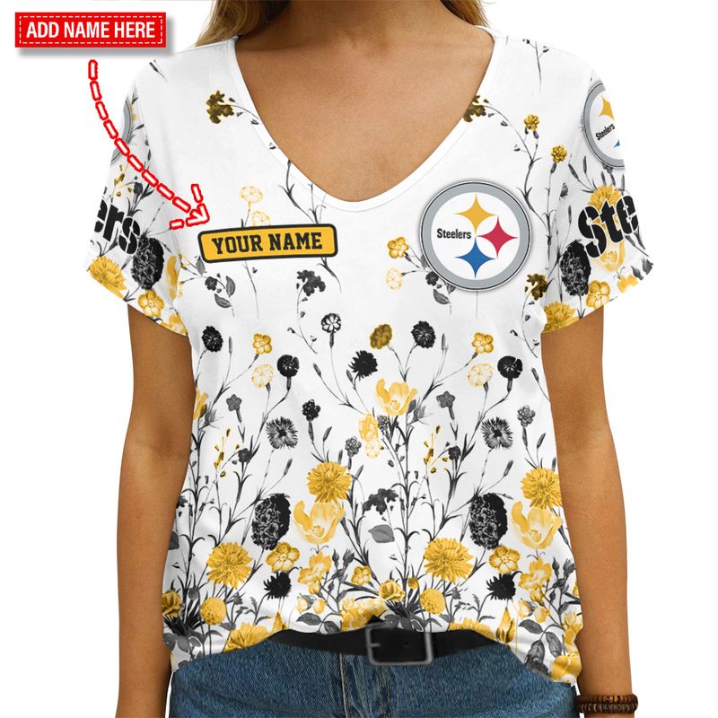 Pittsburgh Steelers Women V-neck T-shirt