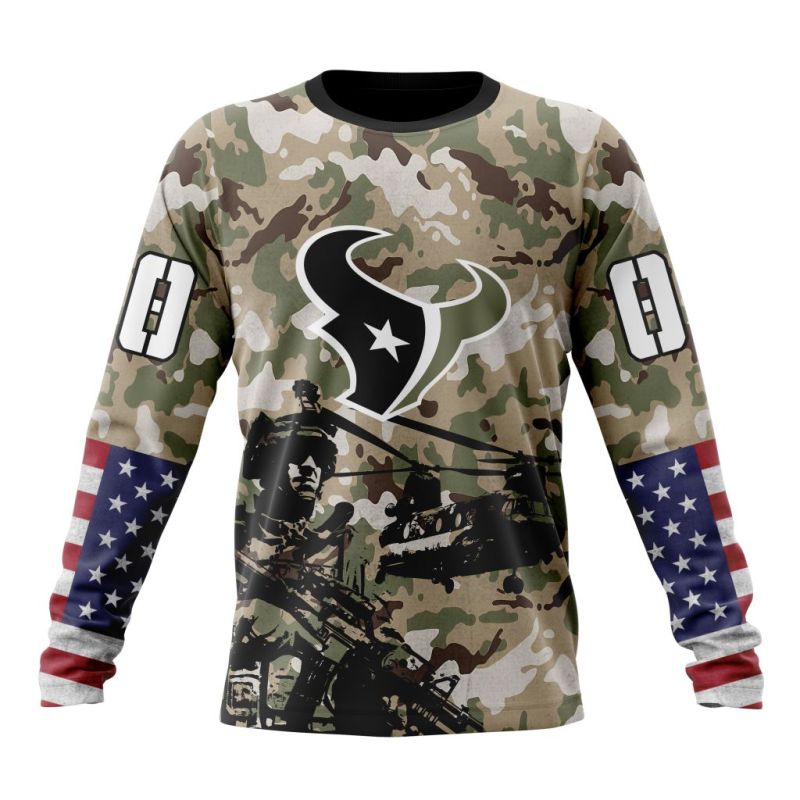 Long sleeve front view of Houston Texans apparel