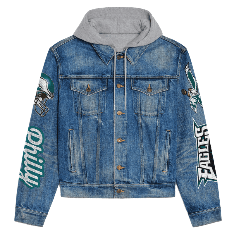 Philadelphia Eagles Premium Hooded Denim Jacket details