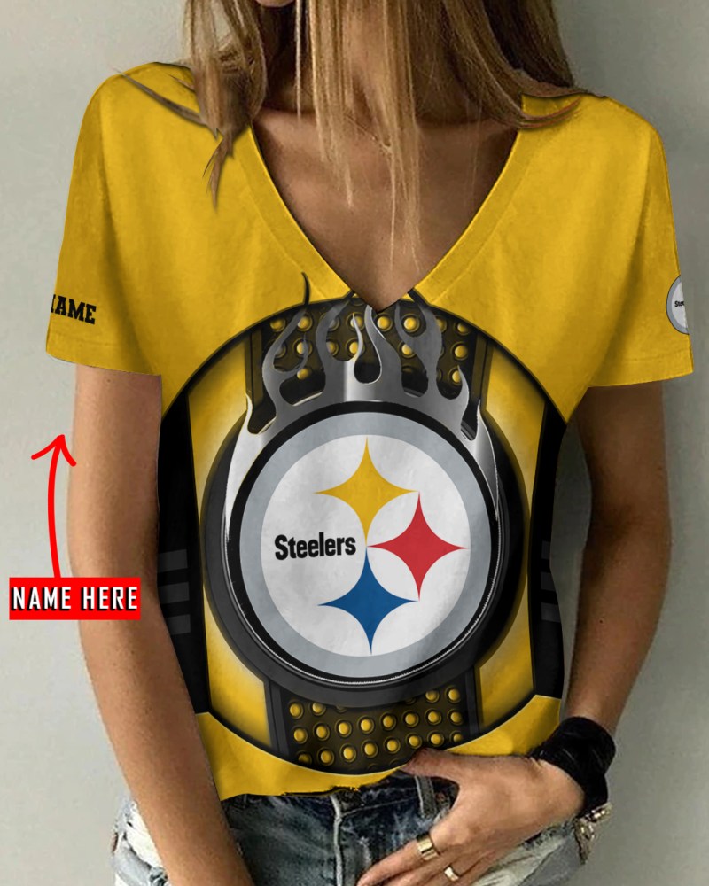 Pittsburgh Steelers V-neck T-shirt Image 1