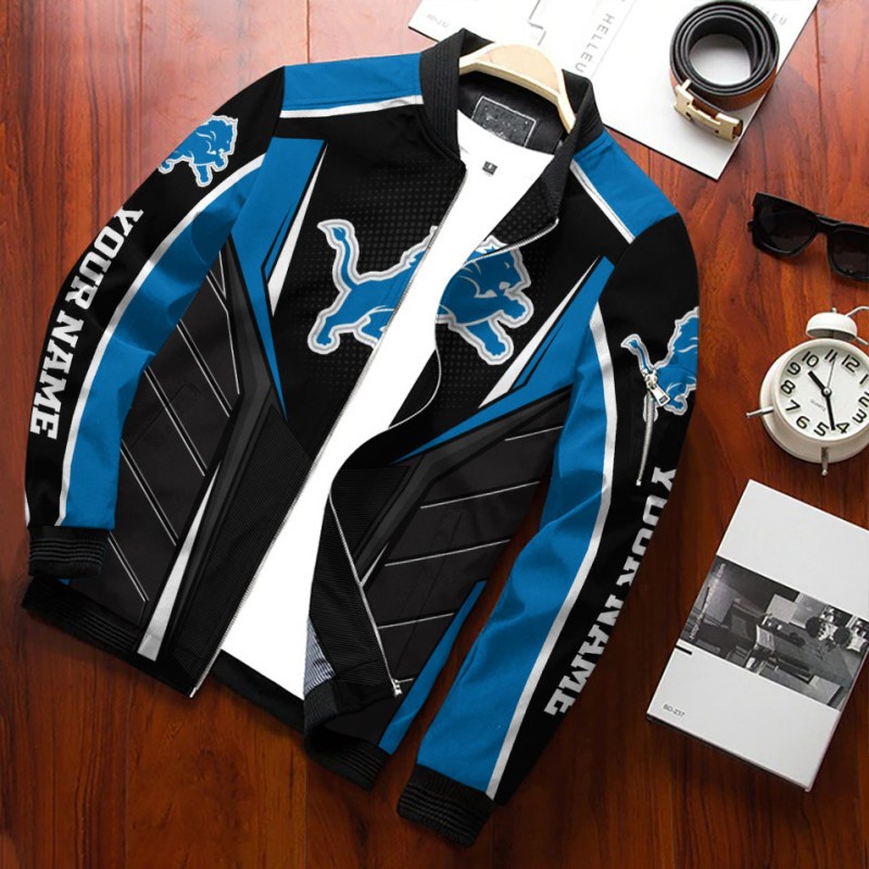 Detroit Lions Personalized Bomber Jacket Image