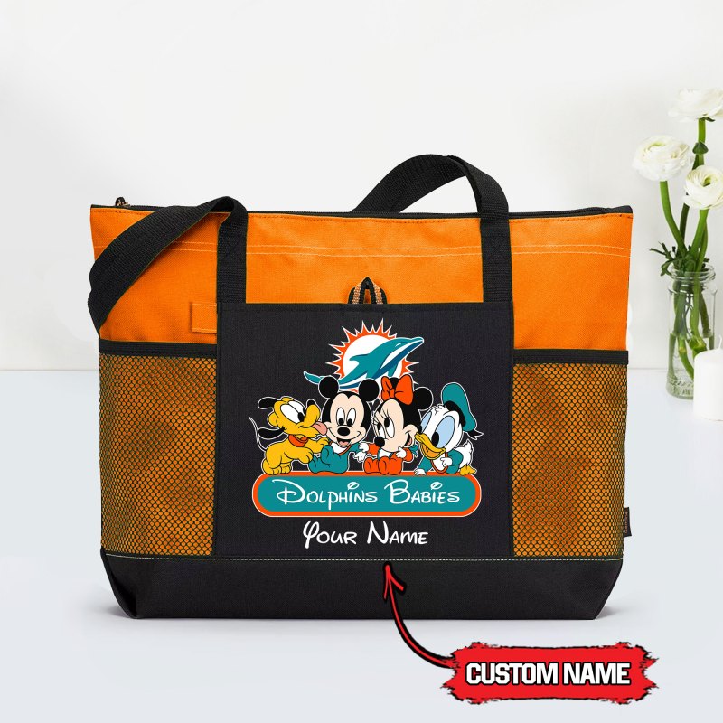 Miami Dolphins Personalized Babies Tote Bag Orange