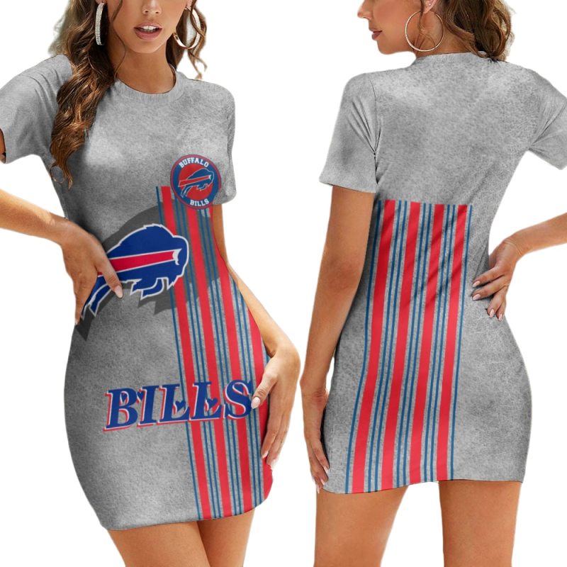 Buffalo Bills Short Sleeve Bodycon Mini Dress