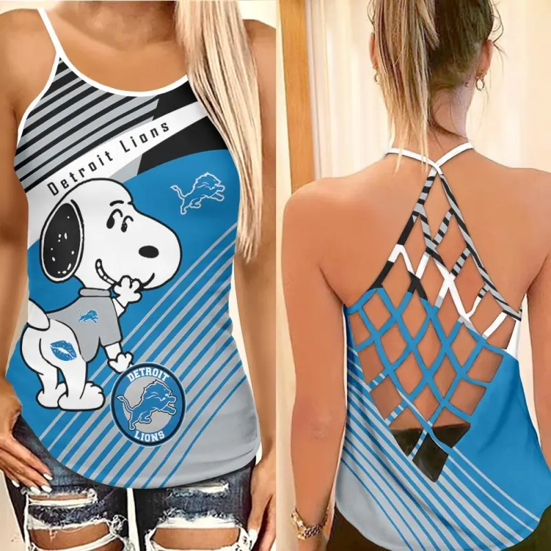 Detroit Lions Criss Cross Tank Top