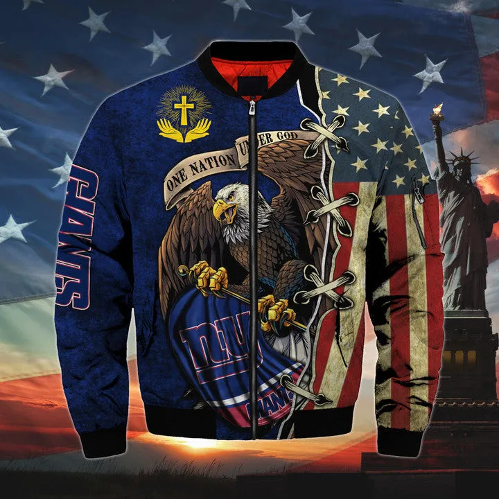 Men’s One Nation Under God New York Giants Bomber Jacket