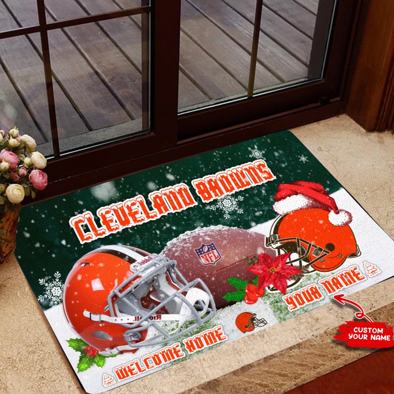 Cleveland Browns Christmas Personalized Doormat