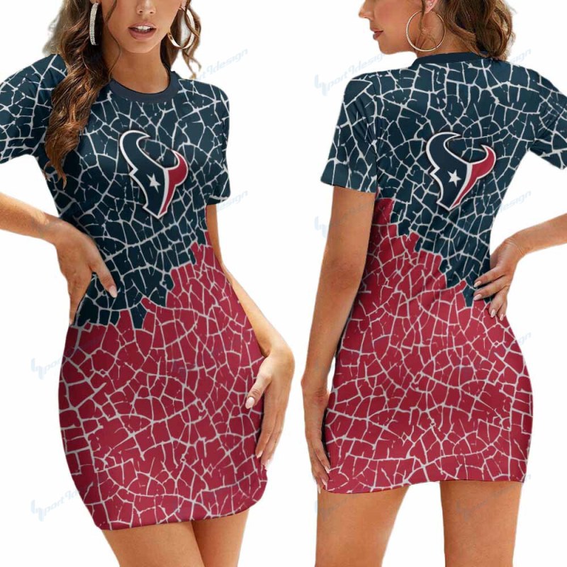 Houston Texans Short Sleeve Bodycon Mini Dress