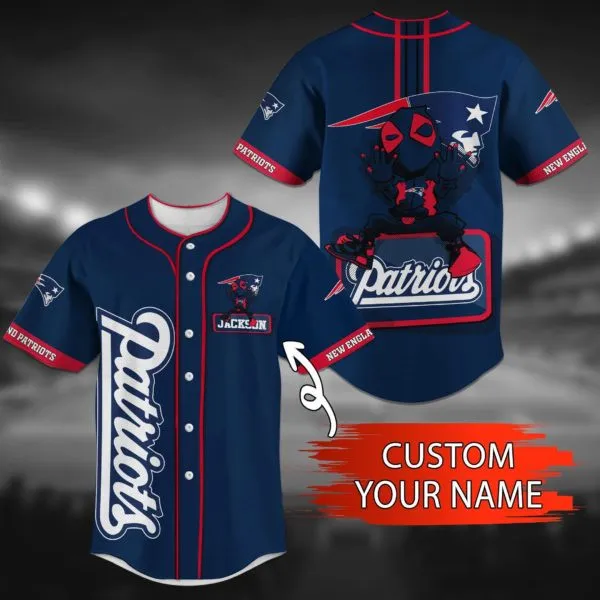 New England Patriots Personalized Baseball Jersey