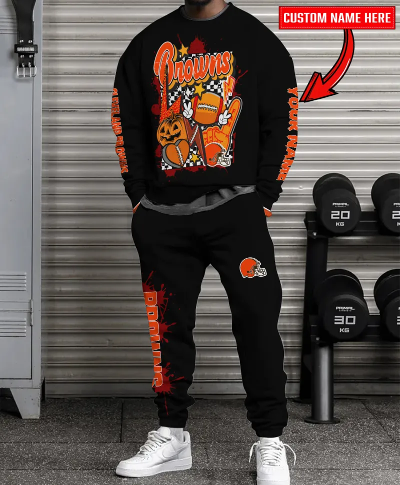 Cleveland Browns Halloween Collection Unisex Sweatshirt and Sweatpants Set