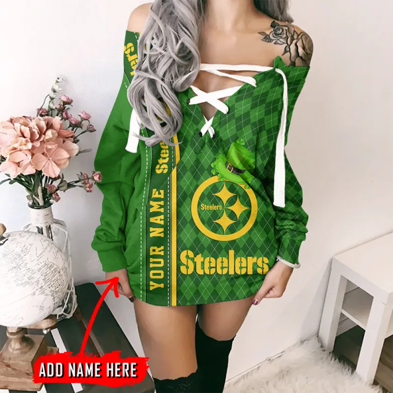 Pittsburgh Steelers Personalized Lace-Up Sweatshirt