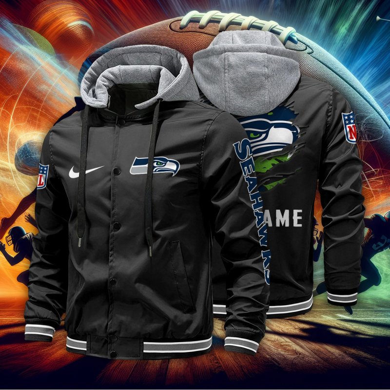 Seattle Seahawks Baseball Jacket Back View
