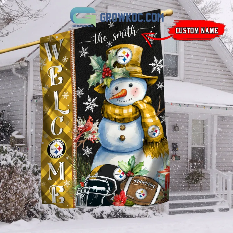 Pittsburgh Steelers Christmas Personalized Flag