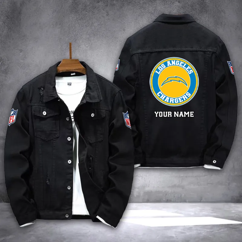 Los Angeles Chargers Denim Jacket Back View