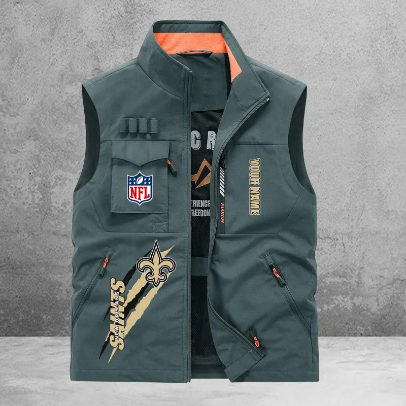 New Orleans Saints Multi-Pockets Vest - Close Up