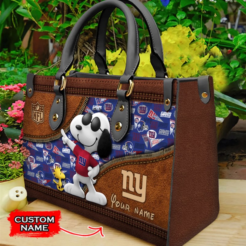 New York Giants Personalized Leather Hand Bag