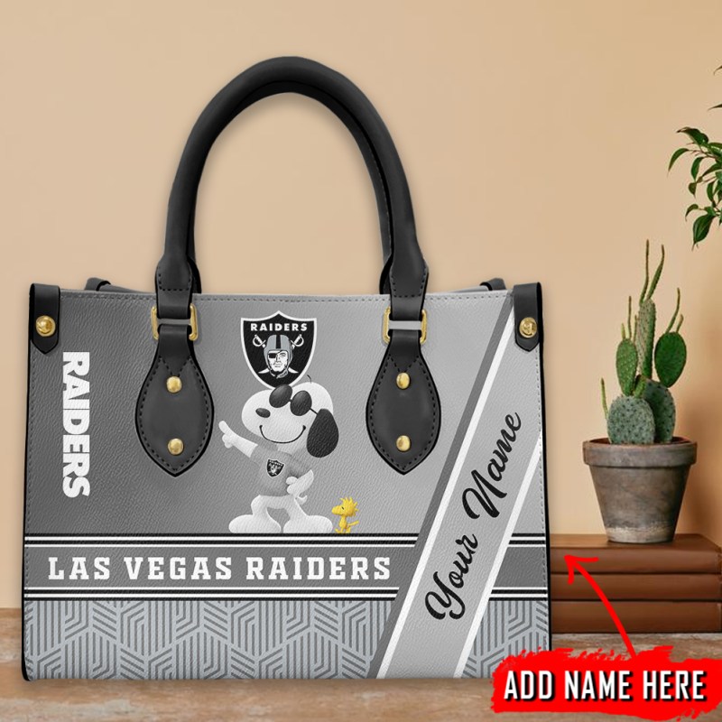 Las Vegas Raiders Personalized Leather Hand Bag