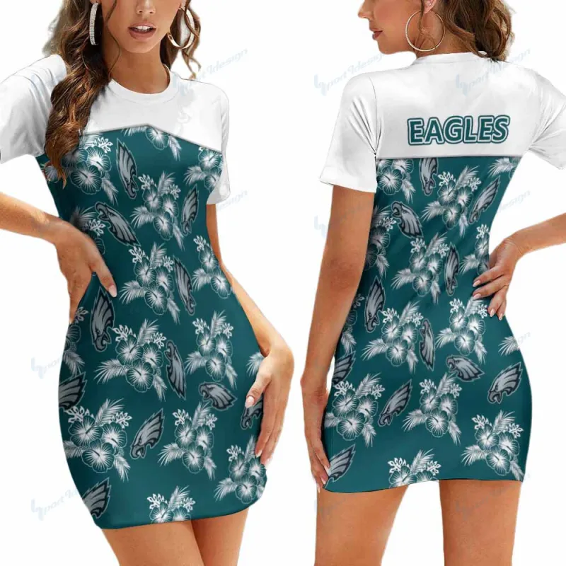 Philadelphia Eagles Short Sleeve Bodycon Mini Dress