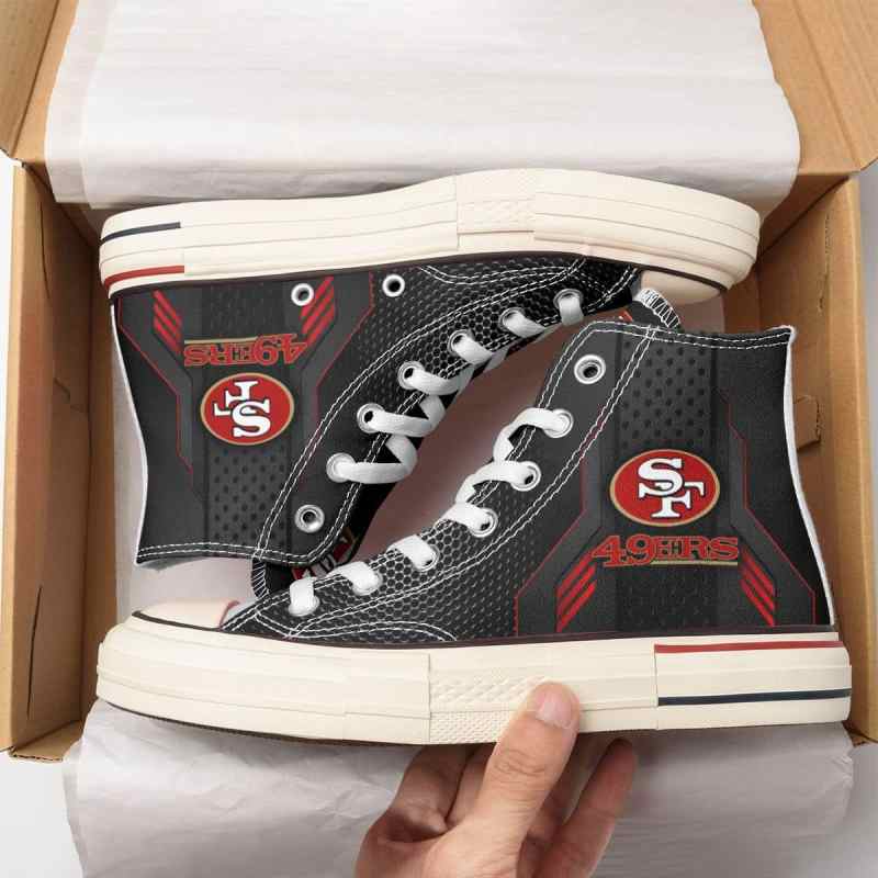 San Francisco 49ers New High Top Canvas Shoes - Image 1