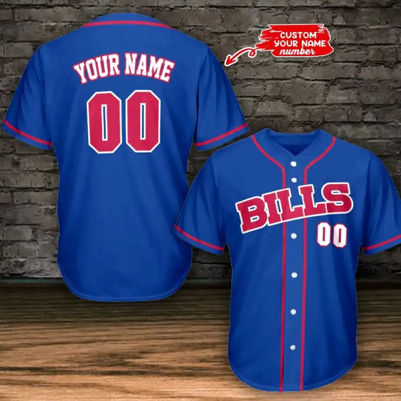 Buffalo Bills Personalized Baseball Jersey Blue