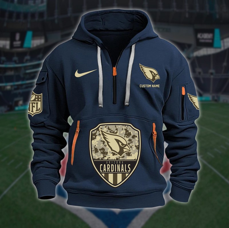 Arizona Cardinals New Personalized Quarter Zip Hoodie Lifestyle View