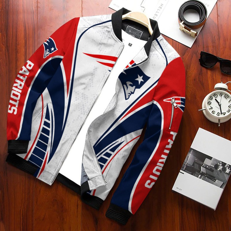 New England Patriots Personalized Bomber Jacket Back