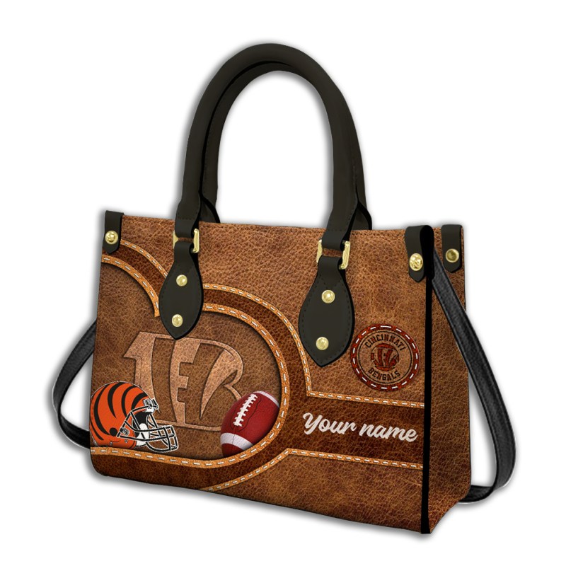Cincinnati Bengals Personalized Leather Hand Bag