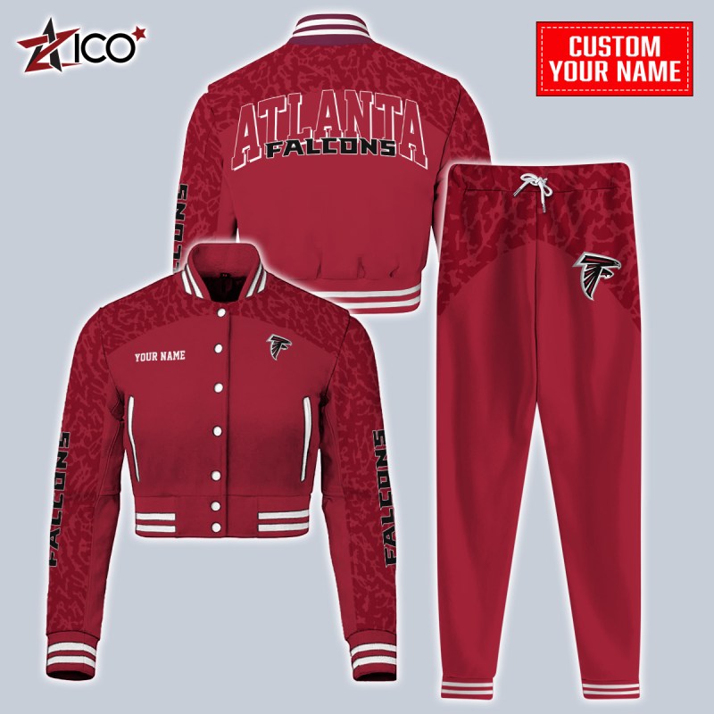 Atlanta Falcons Combo Crop Varsity Jacket And Sweatspants Full View