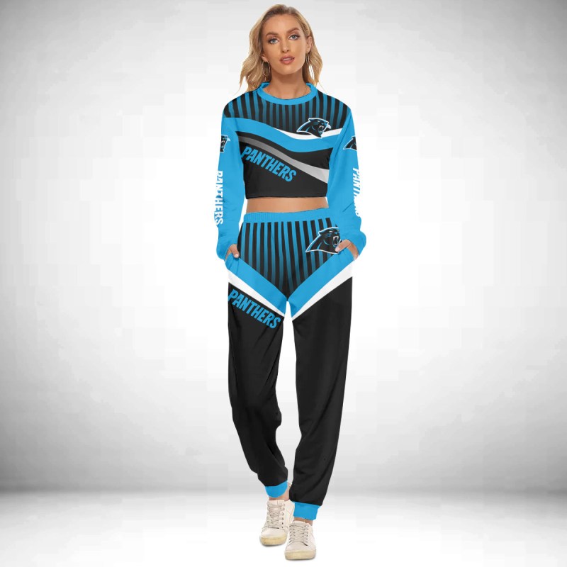 Carolina Panthers Crop Sweatshirt Suit