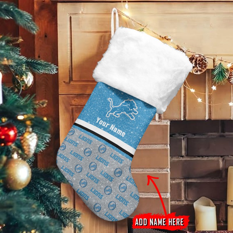 Detroit Lions Personalized Christmas Socks