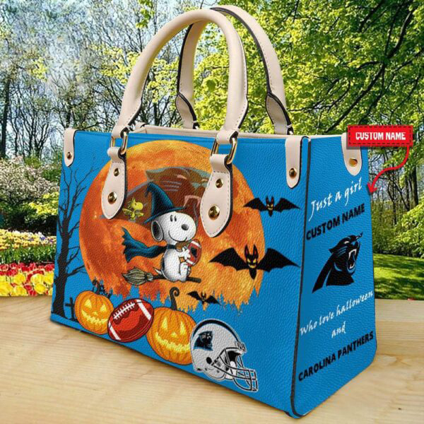 Carolina Panthers NFL Snoopy Halloween Women Leather Hand Bag